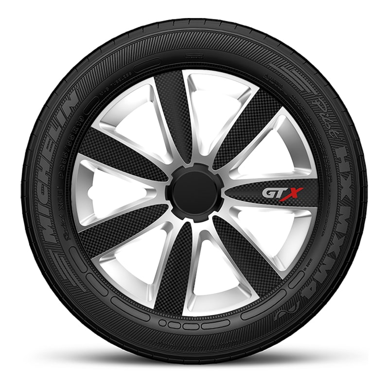 Тасове за джанти 13″ Versaco Carbon GTX Silver Black, цвят сребрист/черен, 4 броя