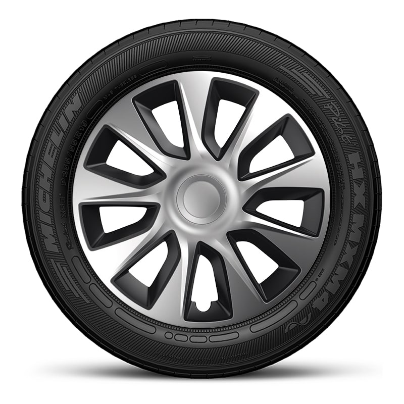 Тасове за джанти 13″ Versaco Stratos Silver Black, цвят сребрист/черен, 4 броя